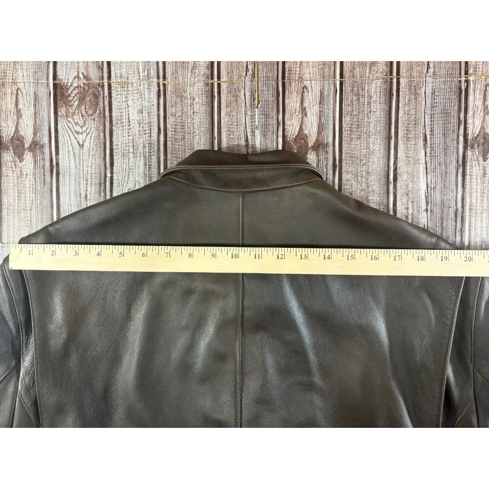 Brooks Brothers Heavy 3/4 lenght Leather Sport Coat Jacket Sz 2XL color Brown - Picture 9 of 11